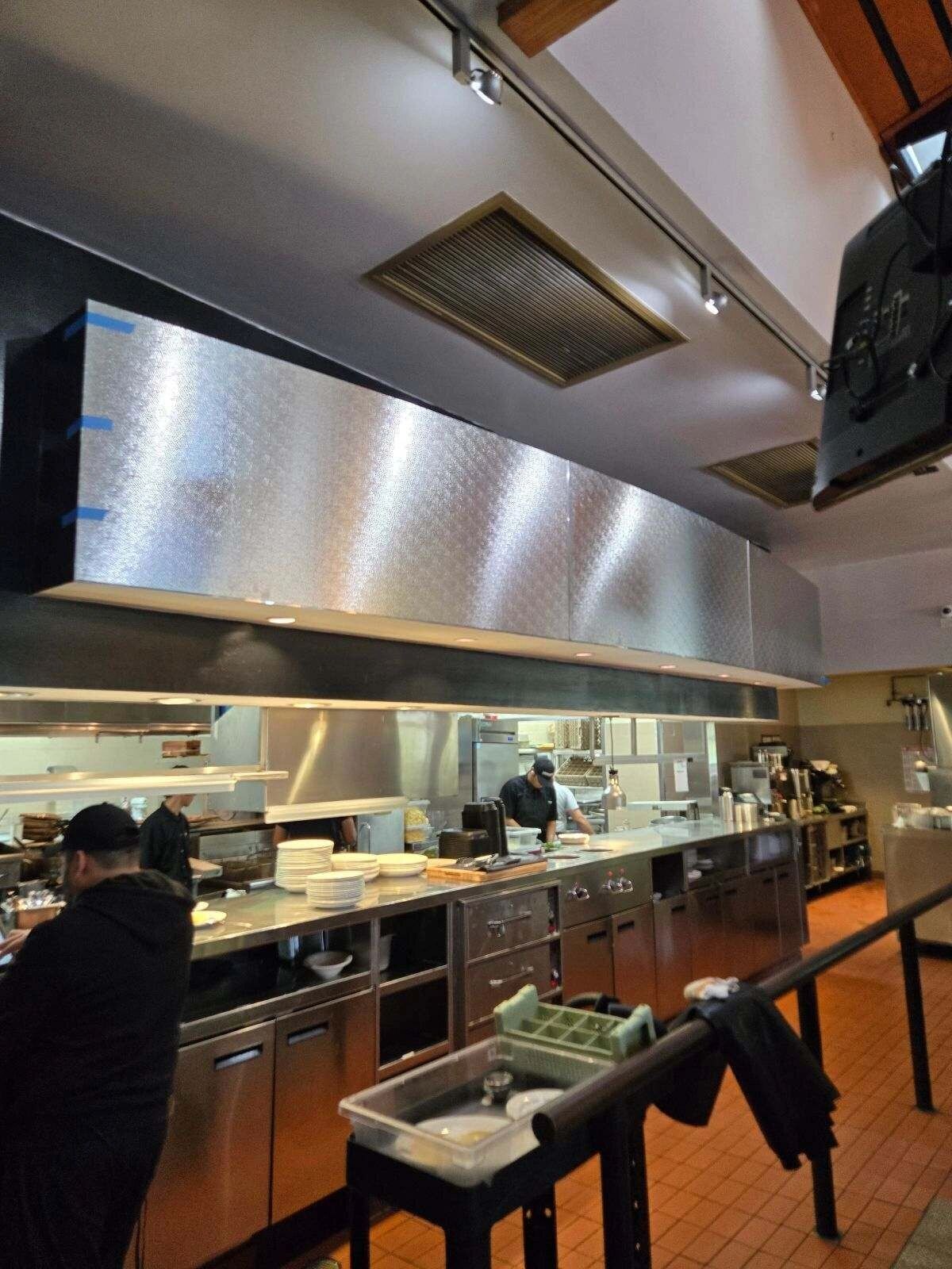 Working commercial kitchen